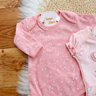 CONJ. DE MALHA 3 PEÇAS - Rena com Lacinho Prateado- Rose e Rosa